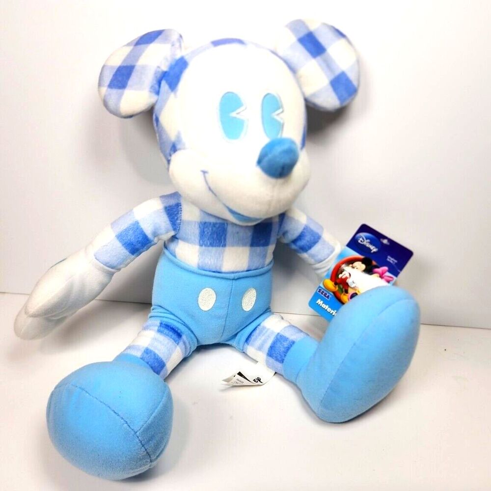 Disney Mickey Mouse Plush Sega Prize USA Gingham Series 1 Blue Check 14" Tags